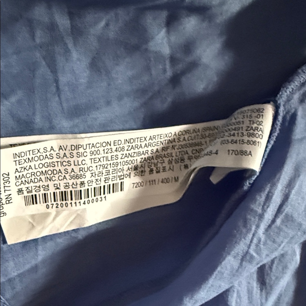 Zara Light Blue Embroidered Ruffle midi Dress M - Picture 12 of 14